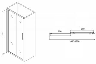Душевая дверь ABBER Schwarzer Diamant 170см AG30170BH